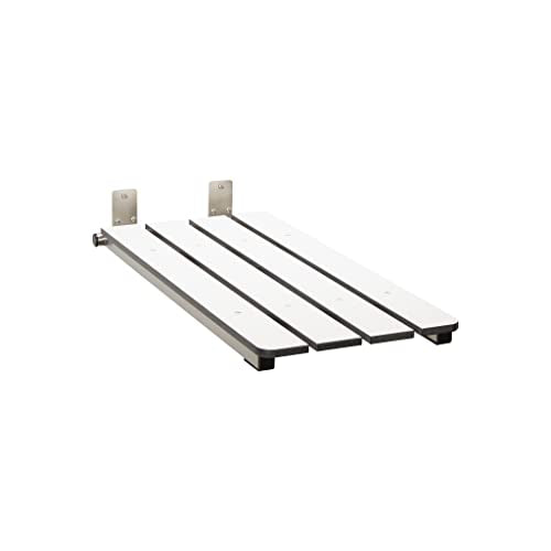 Hermosa 32" x 13.5" Back Wall-Mount Folding Phenolic White Tub Seat with 3" Slats - color: Phenolic White
