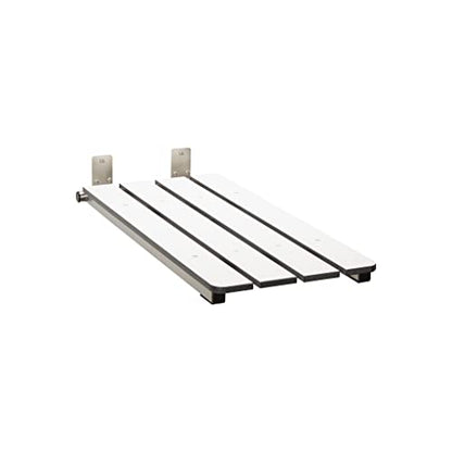 Hermosa 32" x 13.5" Back Wall-Mount Folding Phenolic White Tub Seat with 3" Slats - color: Phenolic White