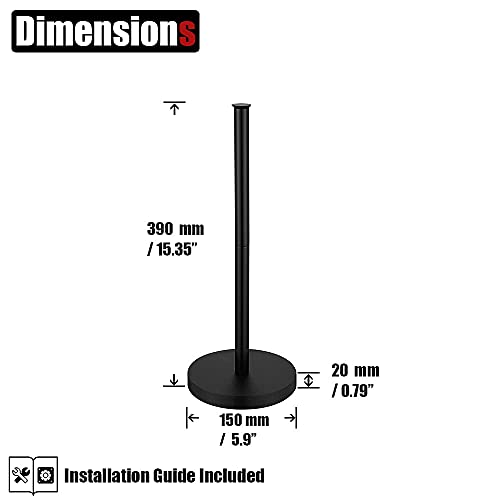 JQK Toilet Paper Storage Stand Matte Black, 304 Stainless Steel Thicken 0.8mm Tissue Reserve Holder 3 Rolls Dispenser for Bathroom, TPS180-PB - color: Black & Black Base