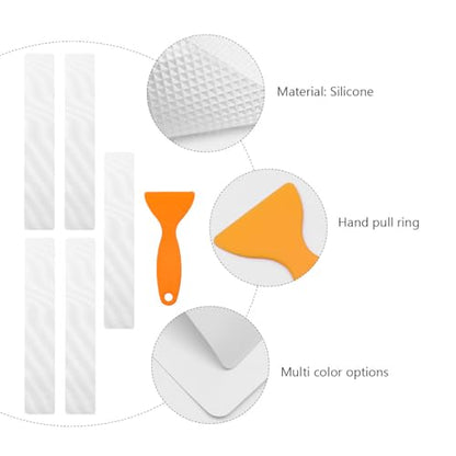 LIFKOME 5pcs Slip Shower Stickers Self Adhesive Tape Strips with Scraper for Bathtubs and Stairs Non Fade Non Skid Grip for Safety and Slip Prevention