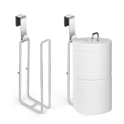 Bathroom Toilet Paper Roll Holder for 2 Roll Tissue | Brushed Nickel,Over The Tank Toilet Paper Holder,Self Adhesive Wall Mount,Stainless Steel Toilet Paper Holder Storage 2pcs - color: J:hold 2 Rolls Tissue(2pcs,silver)