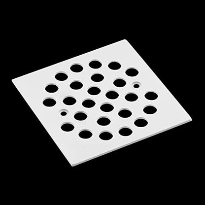 Square 4-1/4 Inch Screw-in Shower Drain Cover Replacement Square Floor Drainer Grate,Brushed Nickel,Brushed Gold,Oil Rubbed Bronze,Chrome (White) - color: White, size: 1-1/4