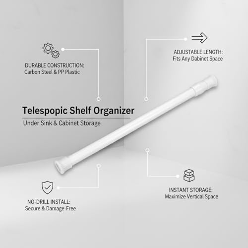 Adjustable Telescopic Cabinet Shelf, Tool-Free Under Sink Organizer Rack, Carbon Steel and PP Plastic Storage Solution for Kitchen and Bathroom - size: 15.75 x 0.51 x 0.39 in