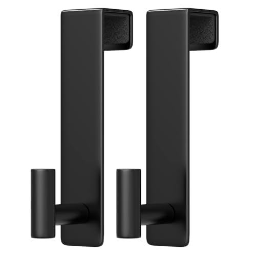PMMASTO 2-Pack Over The Door Hooks - Rustproof Stainless Steel Door Hangers for 1-3/4 Inch Doors, Non-Marking and Tool-Free Easy Install (Black, T Shape-Fits 1-3/4" Thick Door) - color: Black, size: 7.5 Inch-2 Pack, Fits 1-3/4" Thick Door