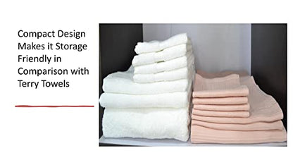 Waffle Bath Towel Set Organic Cotton GOTS Certified Pearl Blush Super ABSORBANT & Quick Dry NO SOFTENERS Environment Friendly 1xBATH 58x30.5, 2xHAND 29x20, 4xFACE 12x12INCH - color: Pearl Blush