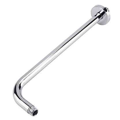 Yctze Extra Long Shower Arm with Wall Fixed Chrome Finish, Stainless Steel Rain Replacement Flange Set, 18in Extension Pipe for Rain Shower