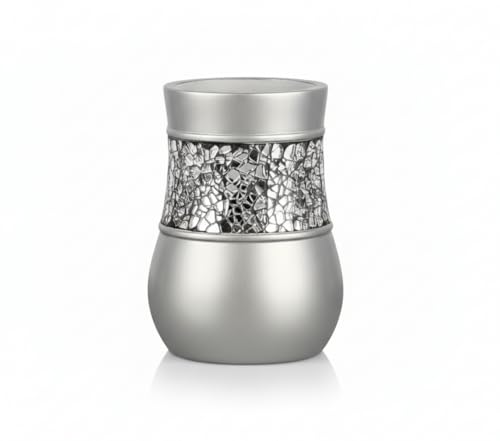 Creative Scents Crackled Glass Bathroom Tumbler Cup - Decorative Silver Crackled Glass Rinse Mug for Water, Best Tumblers for Mouthwash/Rinsing - style: Toothbrush Cup