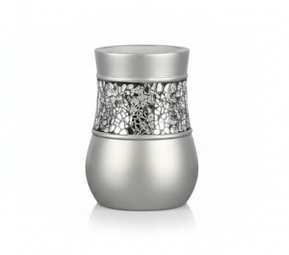 Creative Scents Crackled Glass Bathroom Tumbler Cup - Decorative Silver Crackled Glass Rinse Mug for Water, Best Tumblers for Mouthwash/Rinsing - style: Toothbrush Cup