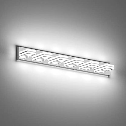 Ralbay Modern 6 Light Vanity Light Chrome Bathroom Vanity Lighting Fixtures Over Mirror Acrylic Up and Down Chrome Bathroom Wall Mounted Lights - color: Chrome, size: 6 Light
