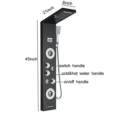 Shower Panel Tower Massage Body Jets System Rain&Waterfall Mixer Hand Shower