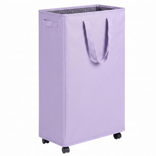 efluky Slim Laundry Hamper with Wheels, Rolling Laundry Basket for Clothes, Small Laundry Basket for Bedroom, Dorm and Laundry Room, 75L (19.8 Gallons) Purple - color: Purple, size: 75L