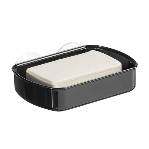 iDesign Suction Cup Soap Dish for Shower - Black - color: Black