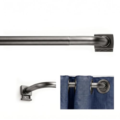 Nickel Wrap Around Curtain Rod 30 to 90 Inch,Heavy Duty Adjustable Metal Drapery Rod with French Return, 7/10" Curved Blackout Rod for Home & Office - color: Antique Nickel, size: 30-90