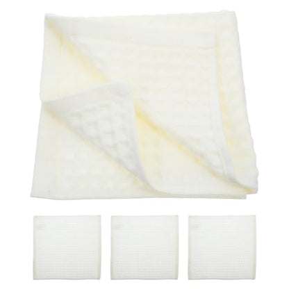 4 Pcs White Cotton Waffle Bath Towels Lightweight and Highly Absorbent Bathroom Washcloths for Gym and Yoga Use