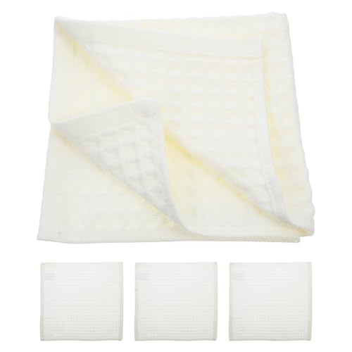 4 Pcs White Cotton Waffle Bath Towels Lightweight and Highly Absorbent Bathroom Washcloths for Gym and Yoga Use