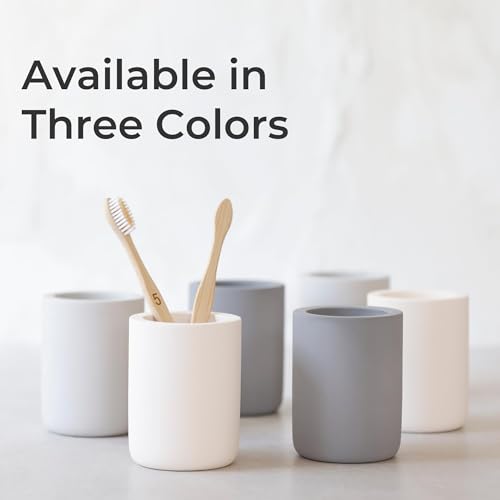 Diatomite Drying Stone Toothbrush Holder, Modern Ceramic-Look Countertop Cup with Drainage for Bathroom, Quick Drying Electric Toothbrush & Toothpaste Organizer, Stoneware Finish - color: Dark Grey