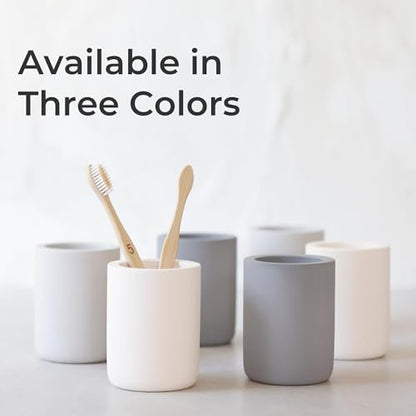 Diatomite Drying Stone Toothbrush Holder, Modern Ceramic-Look Countertop Cup with Drainage for Bathroom, Quick Drying Electric Toothbrush & Toothpaste Organizer, Stoneware Finish - color: Dark Grey