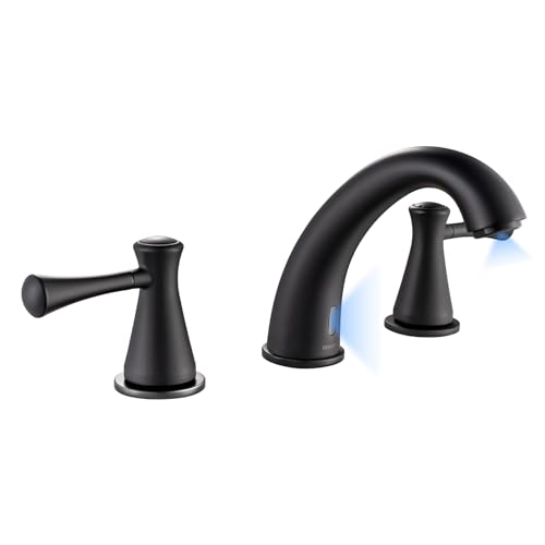 Touchless Bathroom Faucet for 3 Holes 3 Handles, Controlling Temperature & Adjustable Water Flow, Short & Long Induction Modes, Auto Motion Sensor Bathroom Faucet Set Metal Matte Black 29180 - color: 29180Matte Black