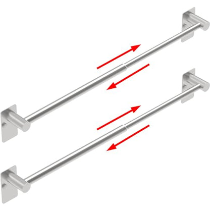 Towel Bar, Adhesive or Drill Wall Mount, Brushed Nickel, 2 Pack | Adjustable 14.4 to 25.2 Inch, 304 Stainless Steel Hand Towel Holder, Square Base Towel Racks for Bathroom, Kitchen Use - color: Standard Length–nickel