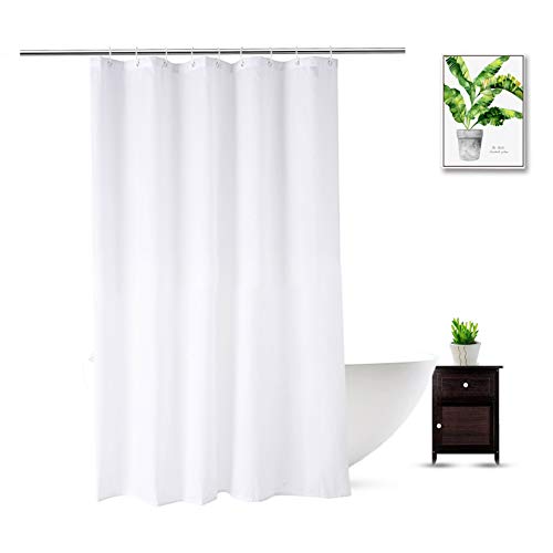 Fabric Shower Curtain Liner 54 x 74 Inch, White Polyester Bathroom Shower Curtains, Heavy Duty, Hotel Quality, Machine Washable, 54x74 Inches - color: White, size: 54"W x 74"L (Pack of 1)