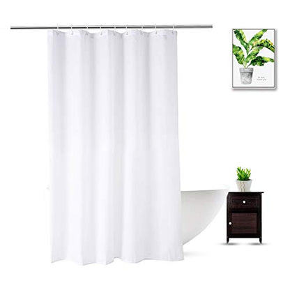 Fabric Shower Curtain Liner 54 x 74 Inch, White Polyester Bathroom Shower Curtains, Heavy Duty, Hotel Quality, Machine Washable, 54x74 Inches - color: White, size: 54"W x 74"L (Pack of 1)