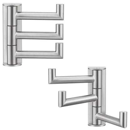 Suyar Swivel Towel Hook Brushed Nickel, Bathroom Robe Holder 3 Arms | SUS304 Stainless Steel Coat Hook, Space-Saving Design Shower Towel Hanger, Wall Mounted, 2 Pack - color: Brushed Nickel, size: 2 Pack