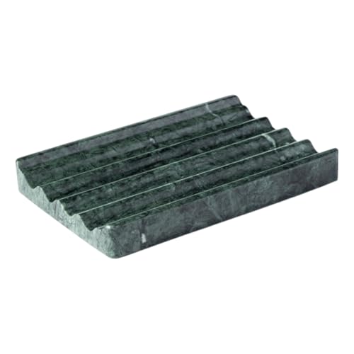 Karibiber Soap Holder, Marble Soap Dish for Shower, Green Bar Soaps Holder with Water Ripple Design, Easy Cleaning Soaps Saver for Kitchen Sink，Bathroom, Executive Indian Natural Stone Soap Tray - color: Indian Green