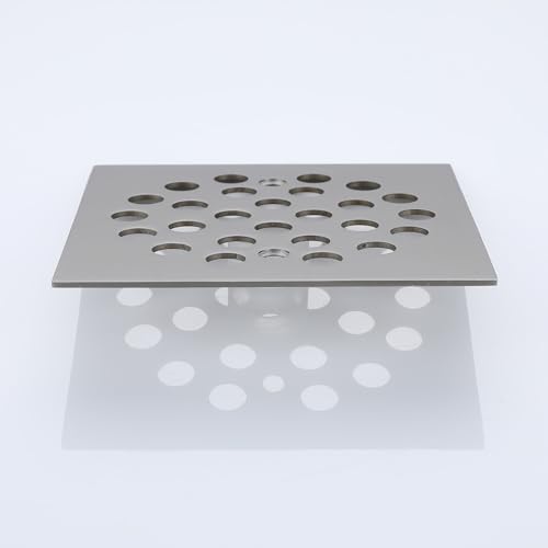 Square Style 4-1/4 inch Screw-in Shower Drainer Cover Floor Drainer Grates with Screws Brushed Nickel - color: Brushed Nickel
