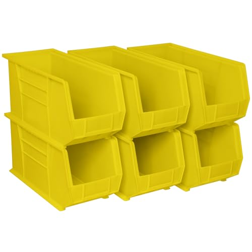 Akro-Mils 30265 AkroBins Plastic Storage Bins, 18"x8.25"x9", Yellow, 6-Pack | Space-Saving Stackable Bins for Garage, Pantry, Craft Organization - color: Yellow