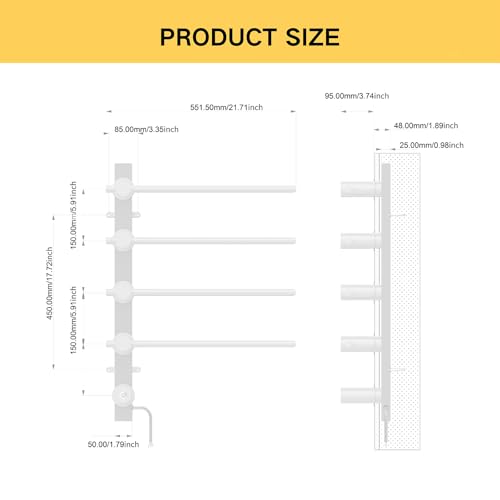Z&Zhanle Electric Towel Warmer Rack, 4-Bar Wall Mount, Hidden Style, One-Touch Start, (4-Bar High-Gloss White) - color: 4-bar High-gloss White