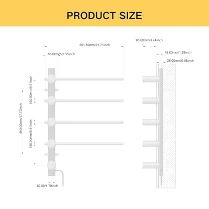 Z&Zhanle Electric Towel Warmer Rack, 4-Bar Wall Mount, Hidden Style, One-Touch Start, (4-Bar High-Gloss White) - color: 4-bar High-gloss White