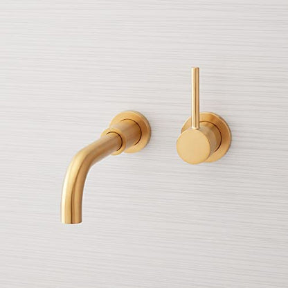 Signature Hardware 483900 Lexia 1.2 GPM Wall Mounted Widespread Bathroom Faucet with Pop-Up Drain Assembly - color: Brushed Gold