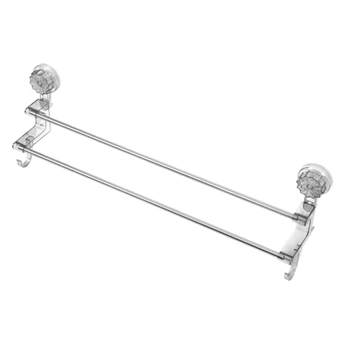 Simple Elegant Suction Cup Towel Rack No Drill Double Pole Bathroom Wall Mount Towel Holder Dryer Shoe Rack