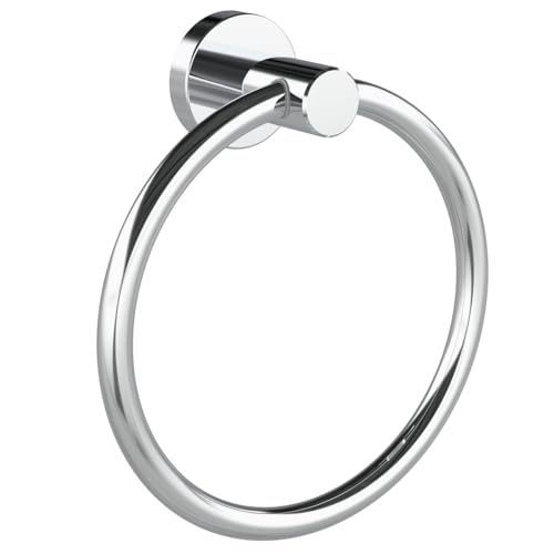 RARXTR Chrome Hand Towel Holder for Bathroom Kitchen Towel Ring Modern Rounded Base Wall Mount SUS304 Stainless Steel - color: Chrome