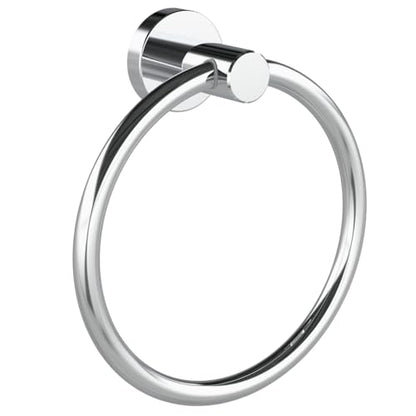 RARXTR Chrome Hand Towel Holder for Bathroom Kitchen Towel Ring Modern Rounded Base Wall Mount SUS304 Stainless Steel - color: Chrome