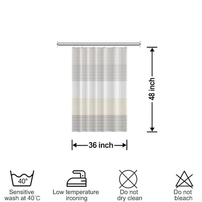 Boho Beige Brown Striped Small Bathroom Window Curtain 36" Wx48 L | Gray Bohemian Geometric, Polyester Waterproof, Machine Washable, Kitchen Dishwasher Cabinet , Easy to Install with 6 Hooks - color: Beige, size: 36"W x 48"L (Pack of 1)