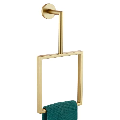 Towel Rings for Bathroom Wall Mounted Vertical Towel Rack Brushed Gold Stainless Steel Contemporary Hand Towels Holder Hanger, AN3005GD - color: Brushd Gold