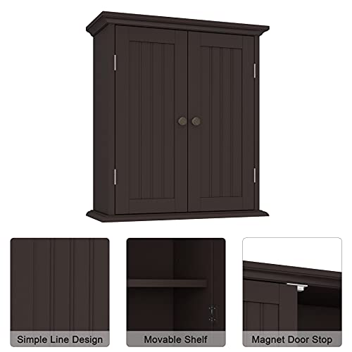 ChooChoo Bathroom Wall Cabinet with 2 Doors, Over The Toilet | 8.8"D x 21.1"W x 24"H, Medicine Cabinet, Adjustable Shelves, Cupboard, Espresso - color: Espresso, size: 8.8"D x 21.1"W x 24"H