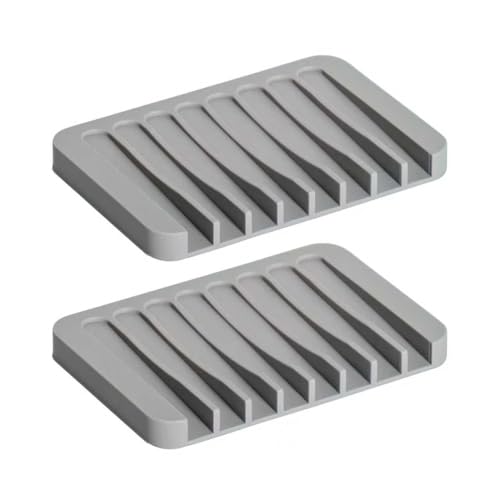 Bar Soap Holder, Silicone Soap Dish, Self-Draining Soap Dishes with, for Shower, Bathroom, Bath Tub, Sponges，Kitchen Soap Tray, Dry Clean，Easy Cleaning (2, Gray) - color: Gray