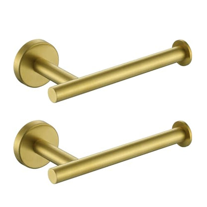 JQK Gold Toilet Paper Holder, 5 Inch Tissue Paper Dispenser, 304 Stainless Steel Thick 0.8mm Wall Mount, Brushed Brass, 2 Pack, TPH120-BG-P2 - color: Gold, size: Knob(2 Pack)