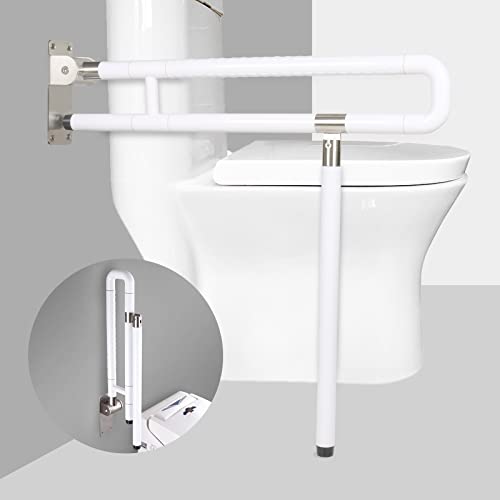 Handicap Grab Bars Rails, 29.5 Inch Foldable Toilet Grab Bar Flip Up Arm Rails with Anti-Slip Grip Shower Assist Aid Safety Rails for Elderly Pregnant Women Disabled Handicap Bar - color: White