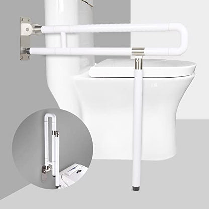 Handicap Grab Bars Rails, 29.5 Inch Foldable Toilet Grab Bar Flip Up Arm Rails with Anti-Slip Grip Shower Assist Aid Safety Rails for Elderly Pregnant Women Disabled Handicap Bar - color: White