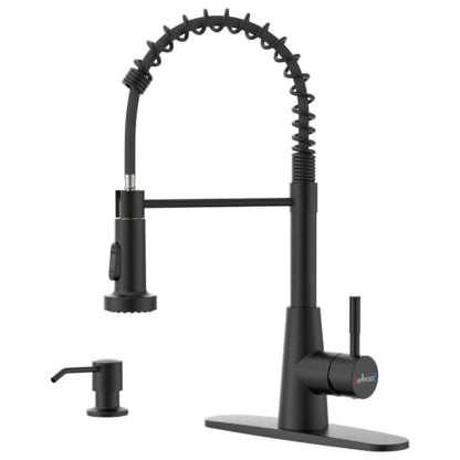 APPASO Black Kitchen Faucet with Soap Dispenser & Pull Down Sprayer | NSF/ANSI/CAN 372 & Lead-free, SUS304 Stainless Steel 3 Modes Faucet for Farmhouse, Bar & RV - color: Matte Black