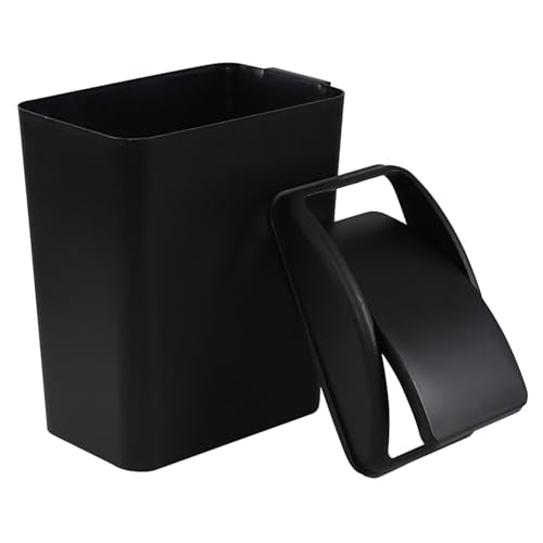 4.5 Gallon Plastic Swing Lid Trash Can, Swing-Top Trash Bin, Black | Small Slim Garbage Can, Waste Basket with Lid - color: Black