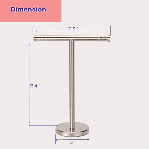 Hand Towel Holder Stand for Bathroom Vanity Countertop SUS304 Stainless Steel T-Shape Free Standing Towel Rack Stand Towel Bar for Bathroom Kitchen (Brushed Nickel) - color: Brushed Nickel