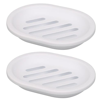 Topsky Soap Dish for Shower, 2pcs Soap Dishes Soap Savers for Bar Soap, Soap Bar Holder Shower with Drip Tray, Plastic Soap Holders with Drain for Kitchen Sink, Easy to Clean, Dry,White - color: White
