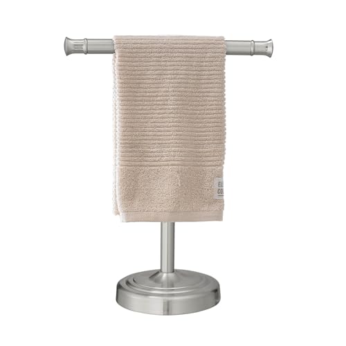 RUMOSE Brushed Nickel Hand Towel Holder Stand Countertop Towel Rack | 13 Inch Bathroom Kitchen Vanity T-Shape Towel Stand Free Standing Stainless Steel Towel Bar Towel Ring - color: Brushed Nickel