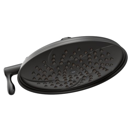 Moen S1311EPBL Isabel Eco-Performance Two-Function Showerhead with Immersion Rain Shower Technology, 8-Inch, Matte Black - color: Matte Black, style: Eco-Performance