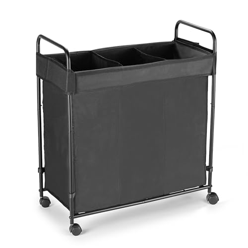 120L Laundry Hamper with Wheels, Rolling Laundry Sorter cart with Metal Frame and Removable Liner, Dirty Clothes Hampers for Bedroom, Laundry Room, Bathroom - size: L