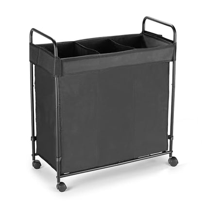120L Laundry Hamper with Wheels, Rolling Laundry Sorter cart with Metal Frame and Removable Liner, Dirty Clothes Hampers for Bedroom, Laundry Room, Bathroom - size: L